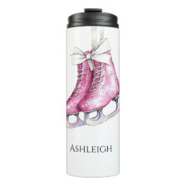 Hübsche Rosa Ice Skate Weihnachten Thermosbecher