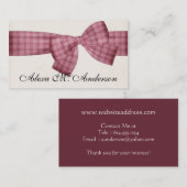 Hübsche rosa karierte Bogen-Geschäfts-Karten Visitenkarte (Vorne/Hinten)