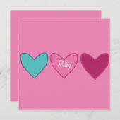 Hübsche rosa Karte + 3 Herz Valentinstag Karte (Vorne/Hinten)