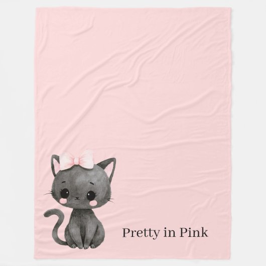 Hübsche rosa Katze Fleecedecke (Vorderseite)