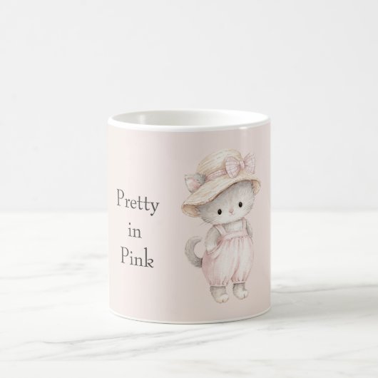 Hübsche rosa Katze Kaffeetasse (Mittel)