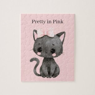Hübsche rosa Katze Puzzle