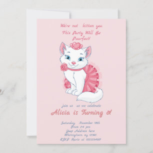 Hübsche rosa Katzen-Geburtstagseinladung für Mädch Einladung