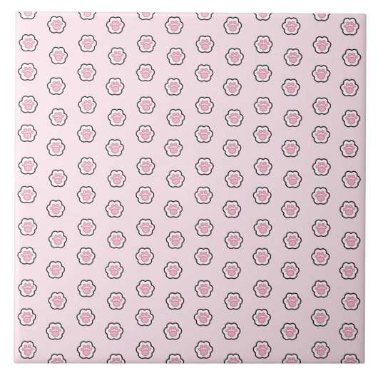 Hübsche rosa Katzenpfote Keramikfliese (Vorderseite)