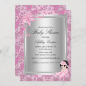 Hübsche Rosa-Kinderdusche Einladung (Vorne/Hinten)