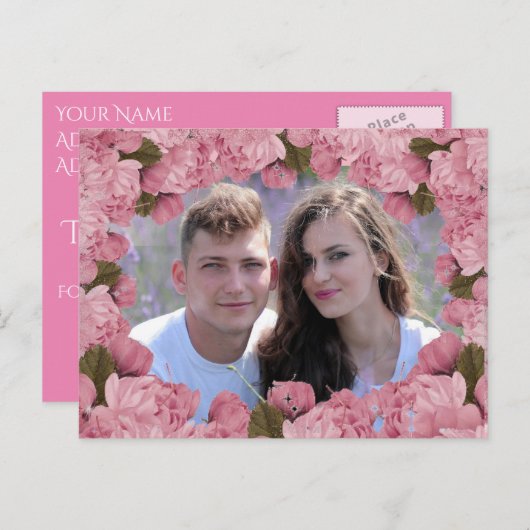 Hübsche rosa Kirschblüten Danke Postkarte (Vorne/Hinten)