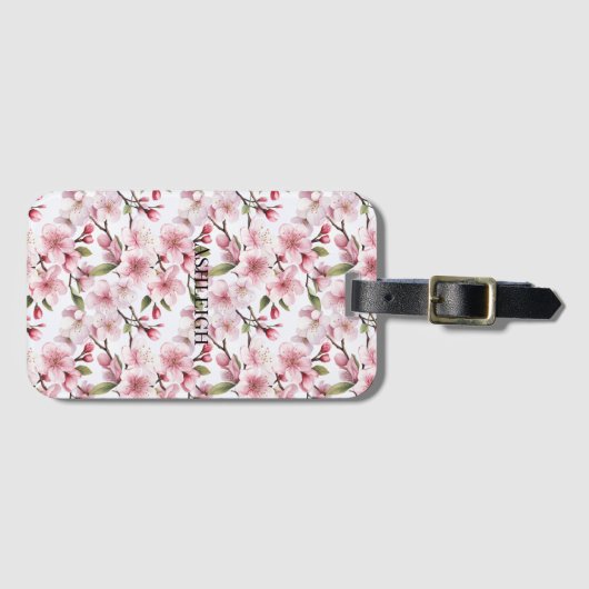 Hübsche rosa Kirschblüten Gepäckanhänger (Vorderseite (Horizontal))