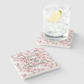 Hübsche rosa Kirschblüten Steinuntersetzer (Seitenansicht)