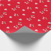 Hübsche Rosa Kirsche Erdbeere Frucht Muster Rot Geschenkpapier (Ecke)