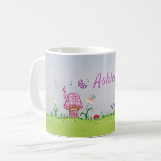 Hübsche rosa Knöchelhocker auf einem personalisier Kaffeetasse (Vorderseite Links)