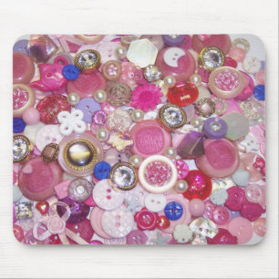 Hübsche rosa Knopf-Collage Mousepad