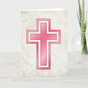 Hübsche rosa Kreuz 2 Christliche Grußkarte Feiertagskarte