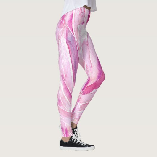 Hübsche rosa Kristalle Muster Leggings drucken (Rechts)