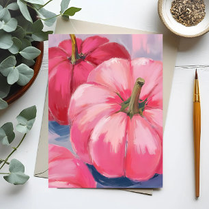Hübsche rosa Kürbisse Aquarell Feiertagspostkarte
