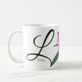 Hübsche Rosa L-Monogramm-Bezeichnung Lizzie Kaffeetasse