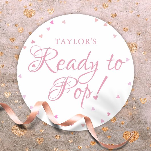 Hübsche rosa Liebe Herz bereit für Pop Kinderdusch Runder Aufkleber