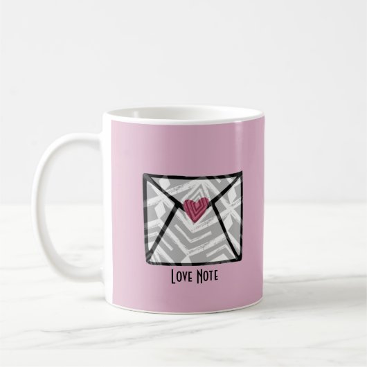 Hübsche rosa Liebe Hinweis Herz Kaffeetasse (Links)