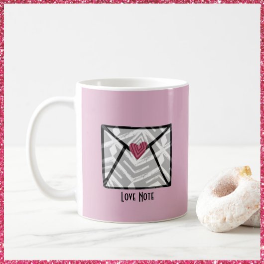 Hübsche rosa Liebe Hinweis Herz Kaffeetasse