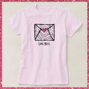 Hübsche rosa Liebe Hinweis Herz T-Shirt