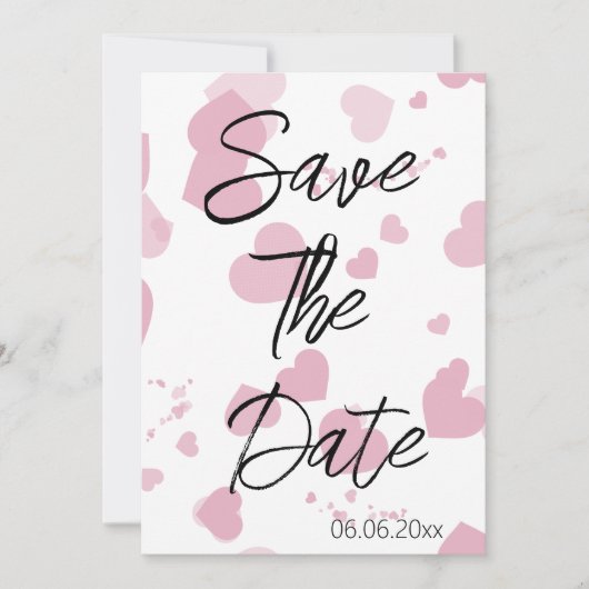 Hübsche rosa Liebe Save the Date Karte (Vorderseite)