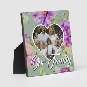 Hübsche rosa lila Blumen Familienfoto Vorlage Fotoplatte