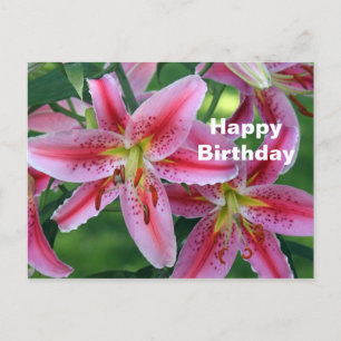 Hübsche rosa Lilien-Blumen-Foto-Geburtstag Postkarte