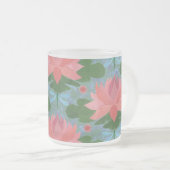 Hübsche, rosa Lilien und blaue Libellen Mattglastasse (VorderseiteRechts)