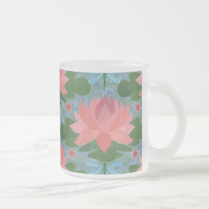 Hübsche, rosa Lilien und blaue Libellen Mattglastasse