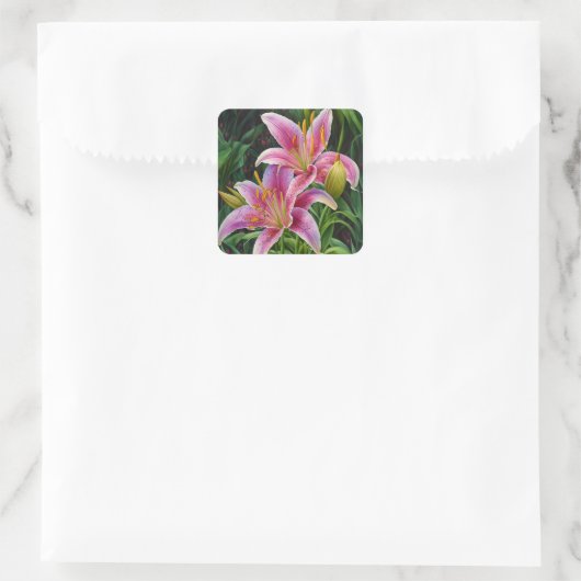 Hübsche Rosa Lily Blume Aufkleber (Tasche)