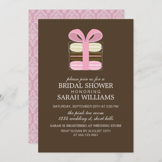 Hübsche Rosa-Macarons Einladung (Vorne/Hinten)