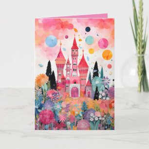 Hübsche rosa magische Prinzessinnen-Schloss-Karte Karte