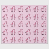 Hübsche rosa Mama-u. Baby-Giraffe Geschenkpapier (Flach)