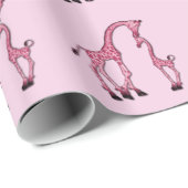 Hübsche rosa Mama-u. Baby-Giraffe Geschenkpapier (Rolleneckpunkt)
