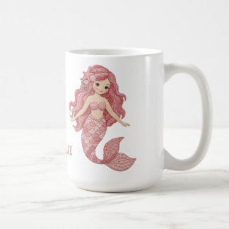 Hübsche rosa Meerjungfrau personalisieren Kaffeetasse