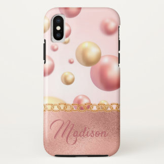 Hübsche Rosa Metallische Blasen Girl Peach Gold Case-Mate iPhone Hülle