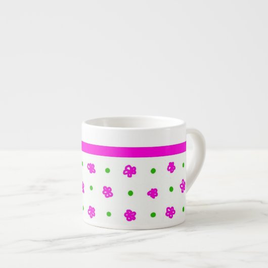 Hübsche Rosa Mini-Print Floral Espresso Tasse (Vorderseite Rechts)