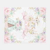 Hübsche Rosa Minze Lila Boho-Waldtiere Fleecedecke (Vorderseite (Horizontal))