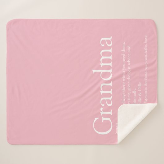 Hübsche Rosa Modern Fun Oma Definition Sherpadecke (Vorderseite (Horizontal))