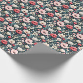 Hübsche rosa Mohnblumen Geschenkpapier (Ecke)