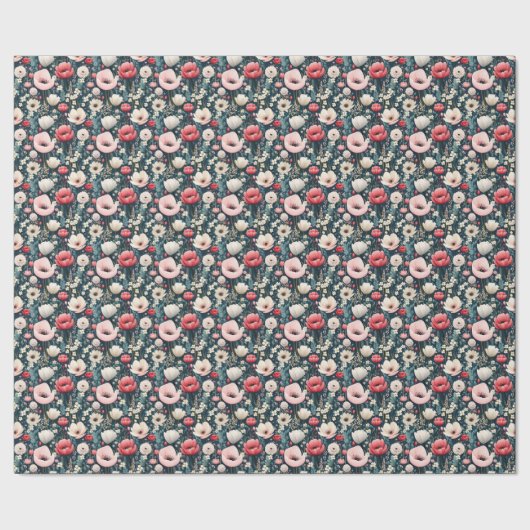 Hübsche rosa Mohnblumen Geschenkpapier (Saum)
