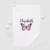 Hübsche Rosa-Monarchen-Schmetterling-individuelle  Golfhandtuch (Insitu)
