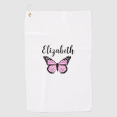 Hübsche Rosa-Monarchen-Schmetterling-individuelle  Golfhandtuch (Vorderseite)