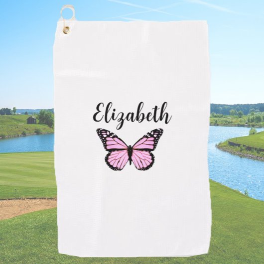 Hübsche Rosa-Monarchen-Schmetterling-individuelle  Golfhandtuch