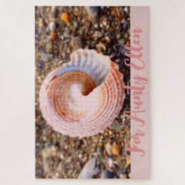 Hübsche rosa Muschel am Strand Personalisiert Puzzle