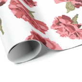 Hübsche rosa Nelken Blume auf weißem Gemustert Geschenkpapier (Rolleneckpunkt)
