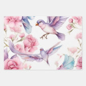 Hübsche Rosa Nelken Schöne Vogelmischung Geschenkpapier Set (Vorderseite 2)