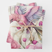 Hübsche Rosa Nelken Schöner rosa Lila Vogel Geschenkpapier Set (Beispiel)