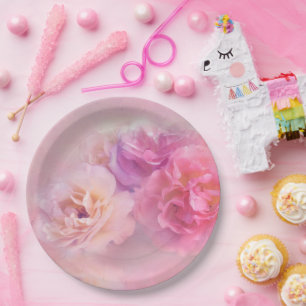 Hübsche rosa Nelken Stilvolle Fotografie Pappteller