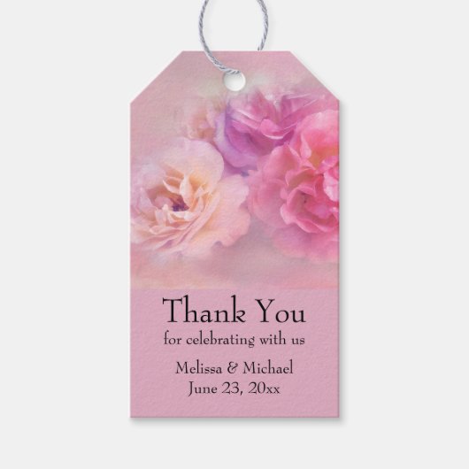 Hübsche Rosa Nelken Stilvolle Hochzeit Geschenkanhänger (Vorderseite)