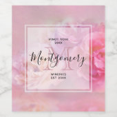 Hübsche rosa Nelken Stilvolle Weine Weinetikett (Einzelnes Label)